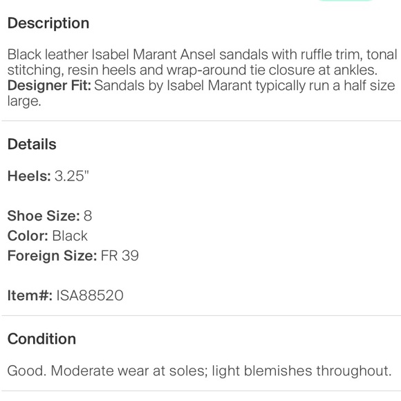 ❤️Isabel Marant Ansel Sandals Ruffle Heel Leather - Picture 6 of 6